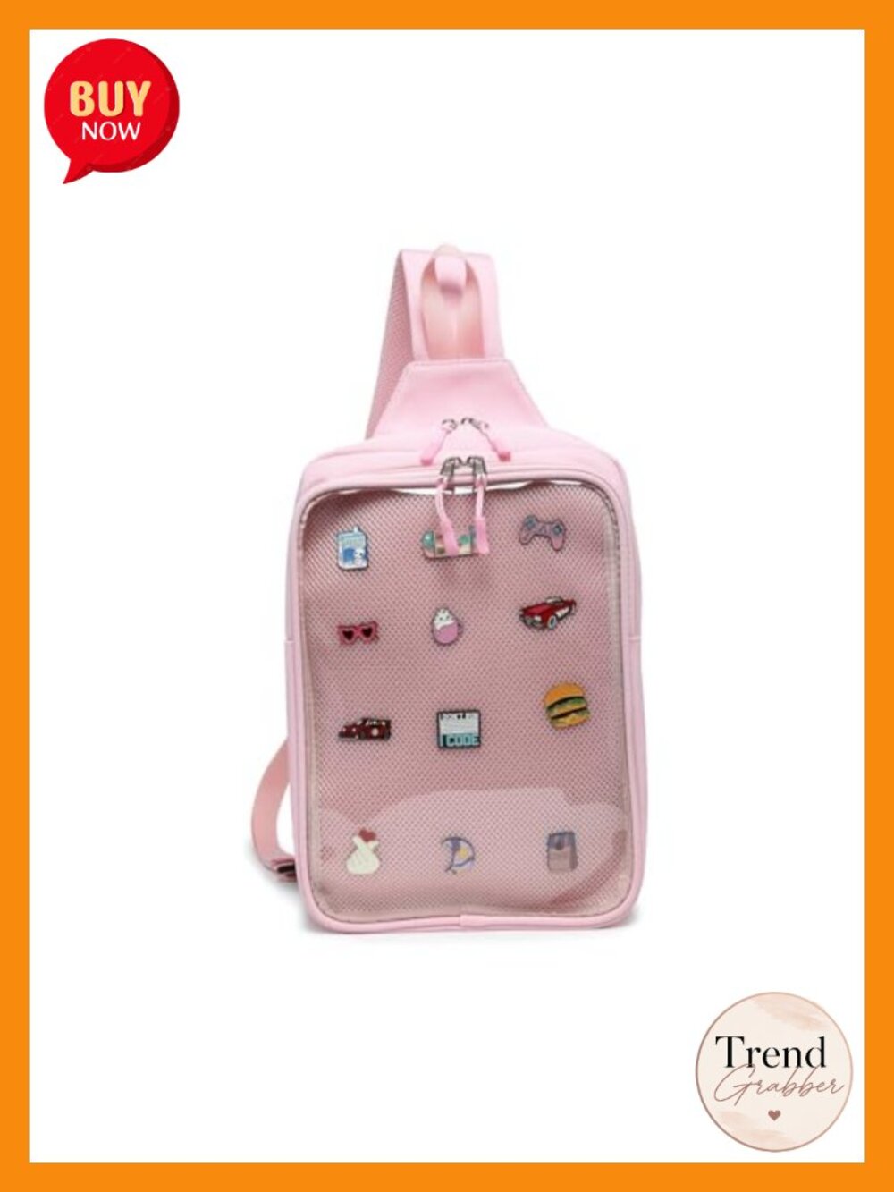 Nylon Sling Ita Bag Pin Display Crossbody Chest Bag Adjustable Strap
